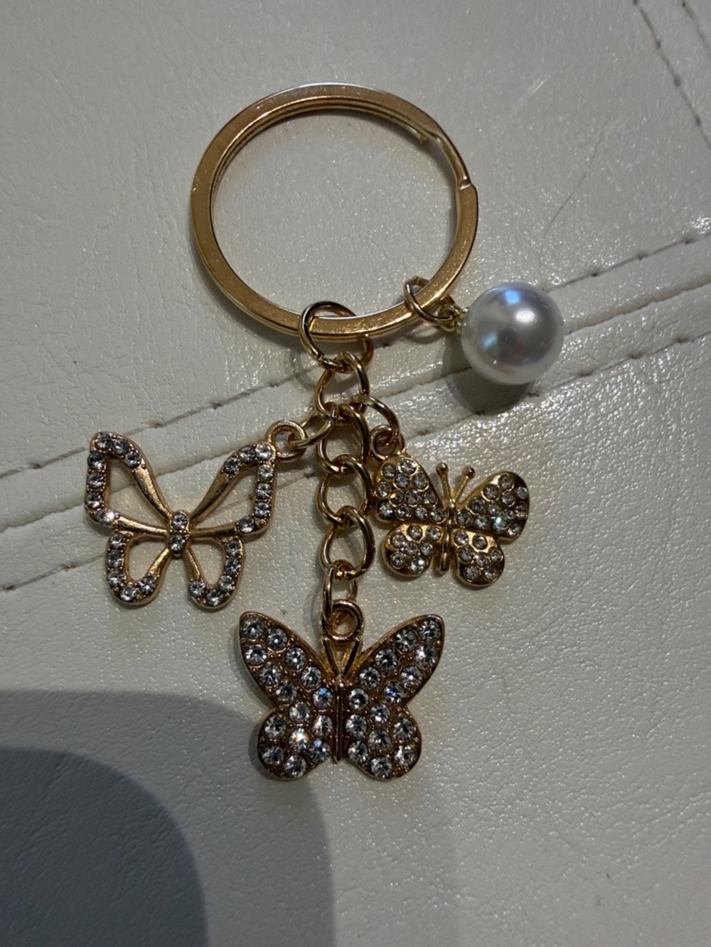 Key chain, bag charm gold butterfly